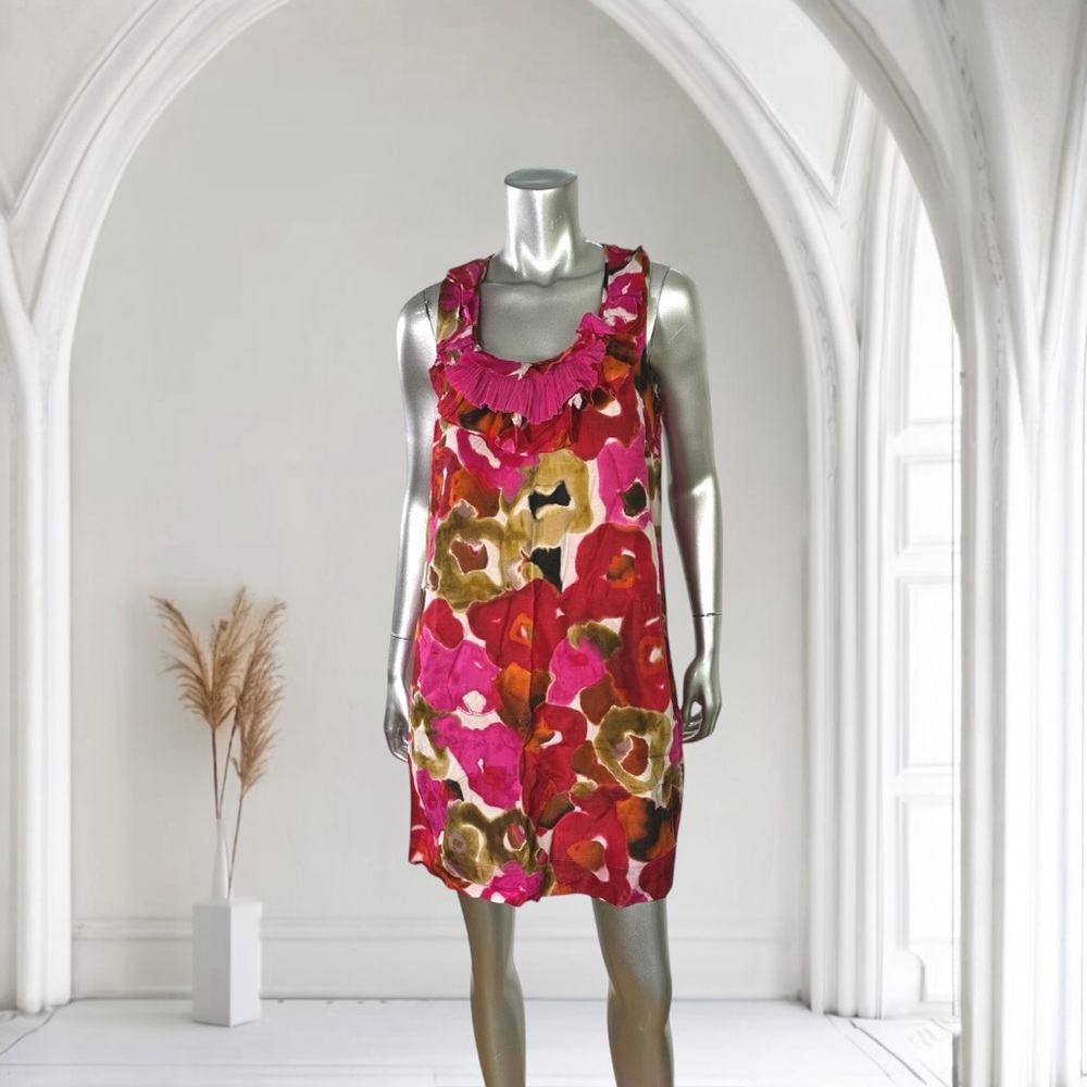 LOFT Pink Silk Cotton Blend Floral Sundress Scoop Neck Sleeveless Mini LP